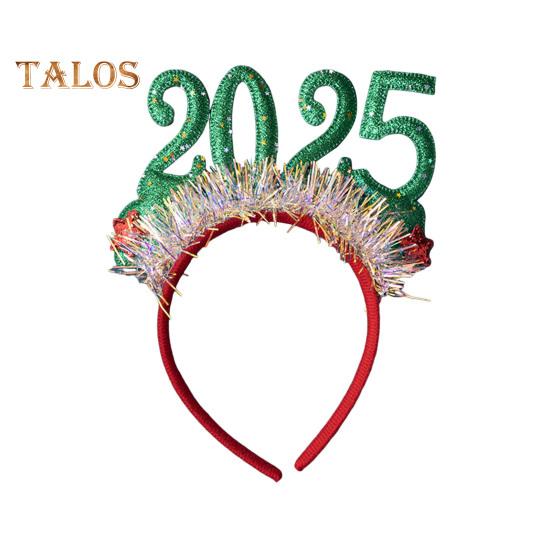 

Обруч для волос с пайетками, лентами и звездами, номер 2025, декоративная повязка на голову, легкая праздничная повязка на голову для детей и взрослых, праздничный аксессуар зелёный