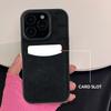 Denim Style Phone Case for Apple iPhone 17 Pro Max - Card Holder Shockproof Denim Fabric Silicone Cover on iPhone