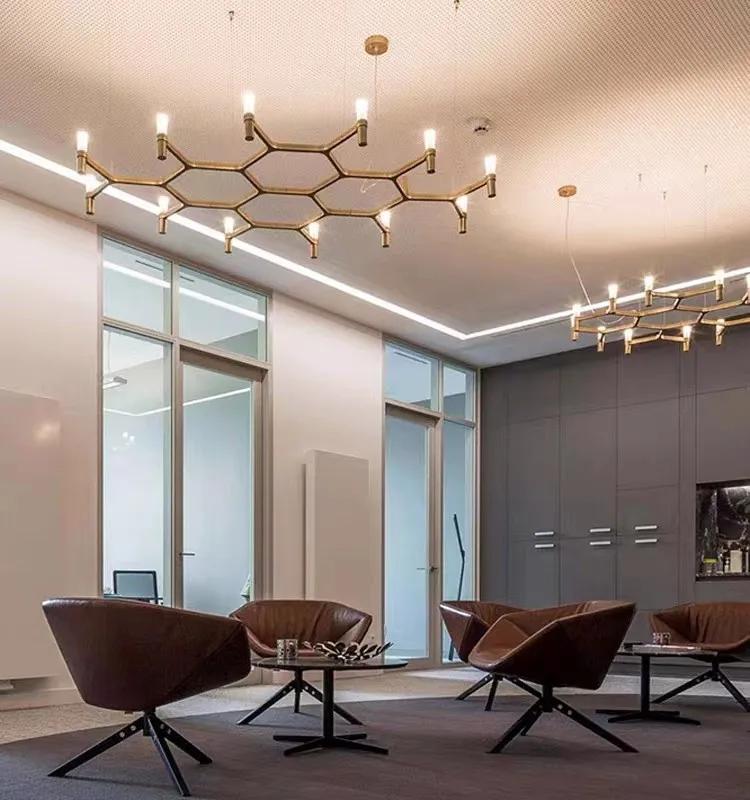 Nordic Luxury Modern LED Chandelier Designer Kitchen Pipe Chrome Lamp Hotel Living Room Room Room Decoration Lighting Fixtures