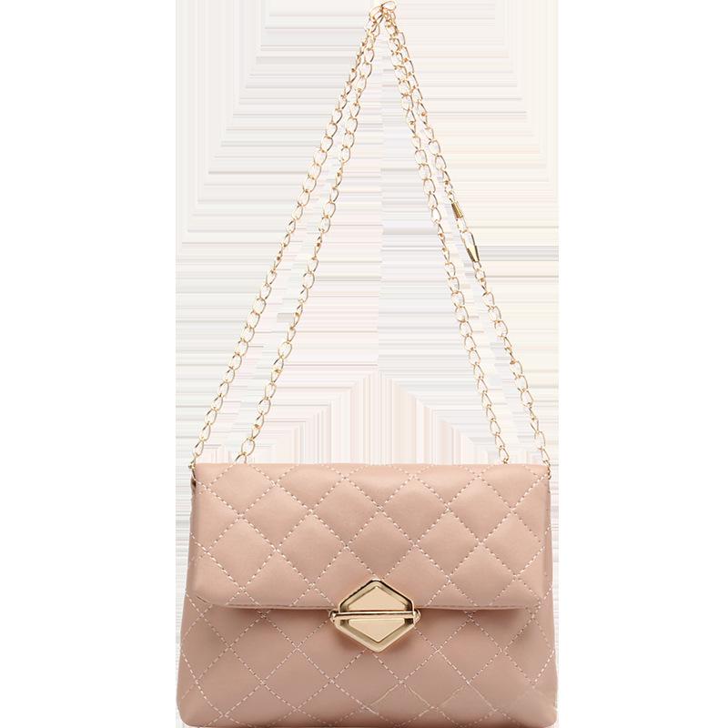 

Women s Diamond Pattern Chain Crossbody Bag - Korean Style 2021 рожевий