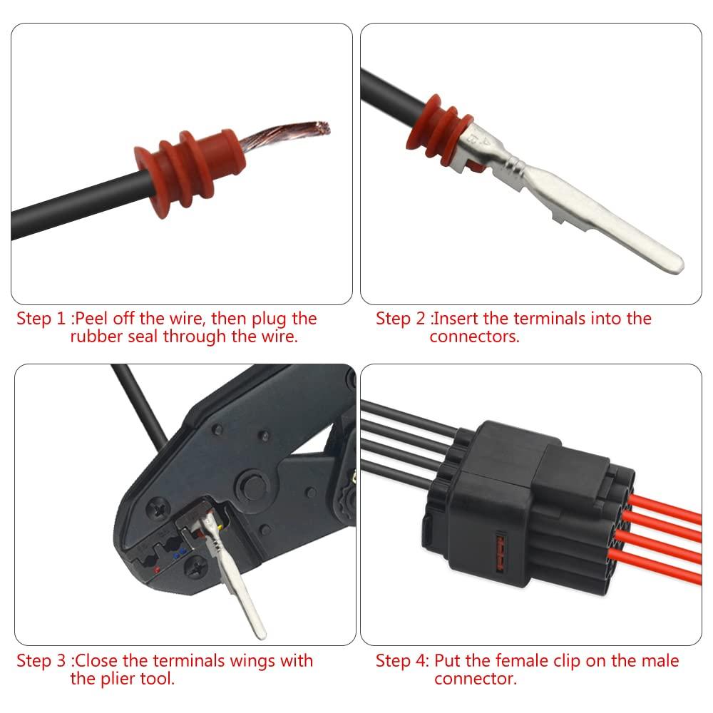 WMYCONGCONG 16 Pin Waterproof Connector for Wiring 5 Kits Male & Female Waterproof Electrical