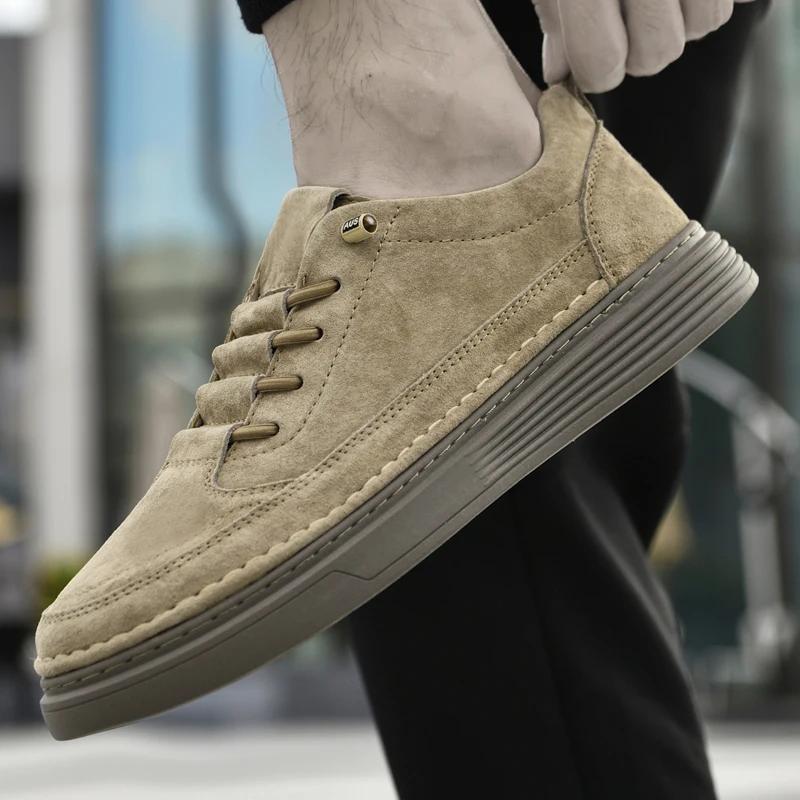Fashion Italian Men Genuine Leather Sneakers Waterproof Vulcanized Shoes 2025 Comfy Casual Business Shoe Men Outdoor Shoe Plus Size37-47