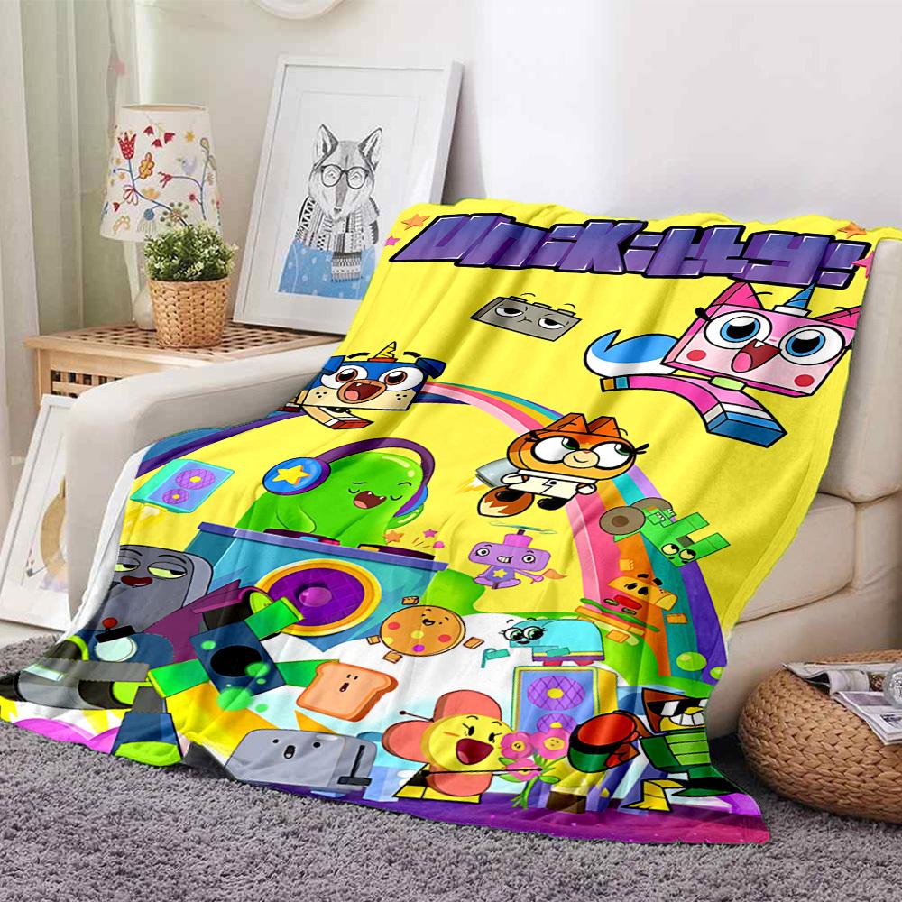 1pc Unikitty Characters Cozy Print Blanket Lightweight Warm Flannel Throw Blanket For Sofa, Bed, Living Room