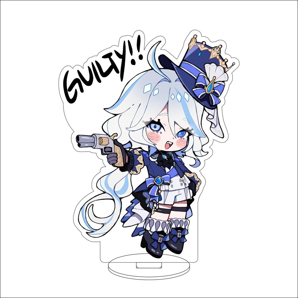 10CM Anime Genshin Impact Figure Stand Model Furina de Fontaine Cute Desk Decor Standing Sign Gifts