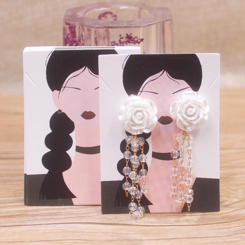 Zerong 50 Stück Schmuckset Verpackungskarte Blumenstil Ohrringe und Halskette Präsentationskarten