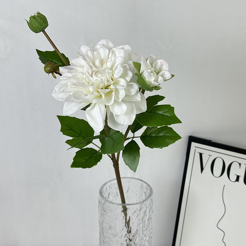 Artificial Flower Wedding 3head 3d Dahlia Silk Fabric Event Photography Decor