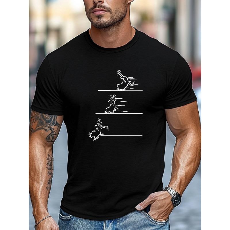 Herren T-Shirt in Übergröße, Entspannt und Lässig, Herren Rollschuhläufer Sturzprozess Grafik Sommer Lässiges Rundhals Kurzarm T-Shirt, ÜBERGRÖSSE