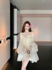 Elegant One-Shoulder Chiffon Dress - Summer Loose Fit, Slimming Short Skirt