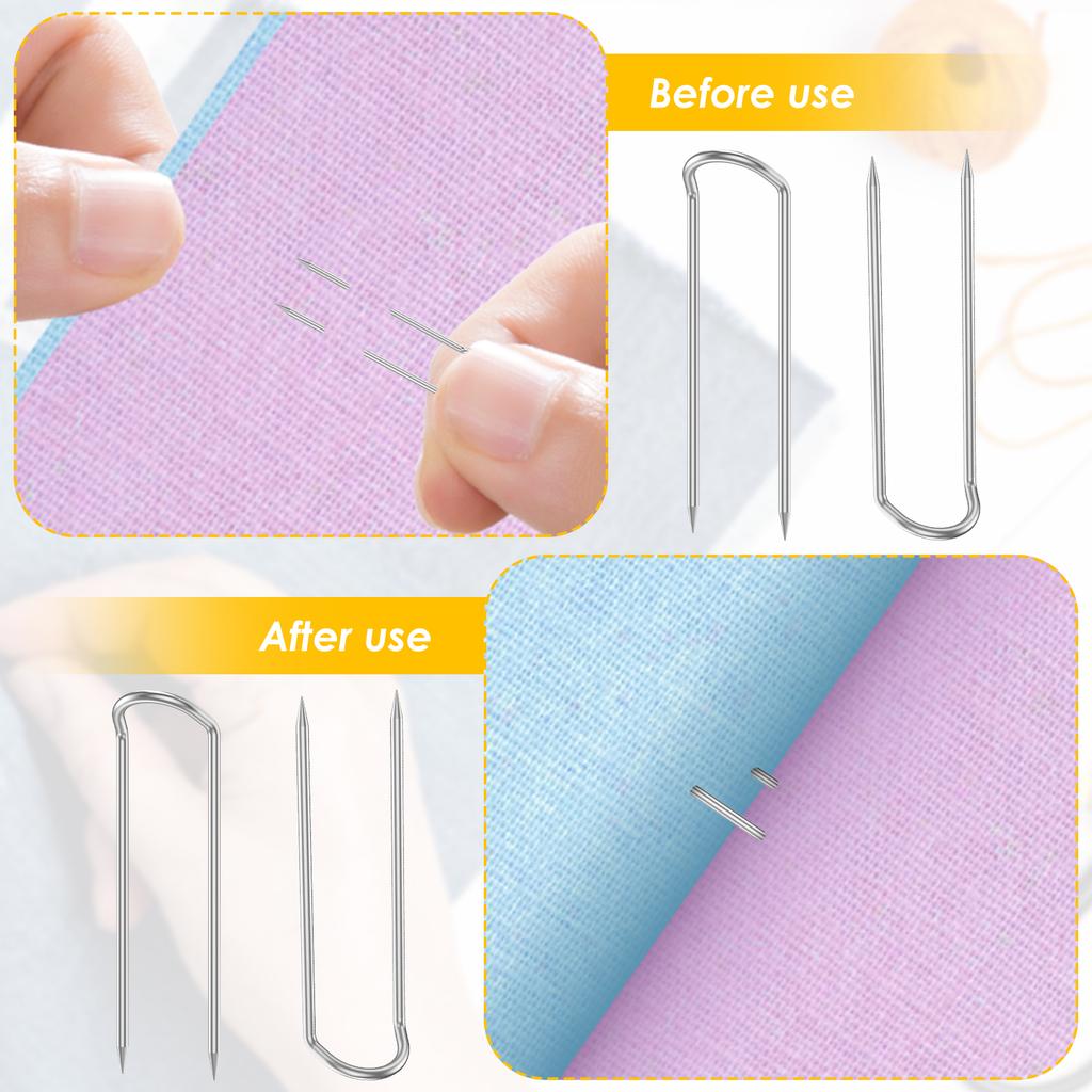 200/1500 Pcs U Shaped Fork Pins Stainless Steel 23MM Sewing U-pins Fork Pins Multipurpose U Shaped Sewing Pins for Needlecrafts