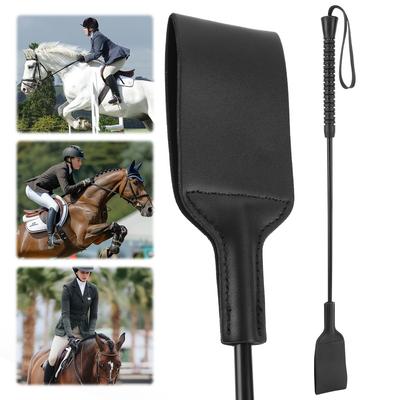 21Inch Equestrian Training Horse Whip with Handle Outdoor Portable Pointer PU Leather for Equestrian Sports
