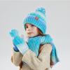 Children's Hat, Scarf And Gloves Three-piece Set: Winter Outdoor Fleece-lined Warm Ear-protecting Pom-pom Pullover Knitted Wool Hat