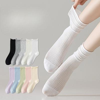 Damen Sommer Dünn Baumwolle Hohl Netz Gewellt Knochenlos Antibakteriell Röhren Socken