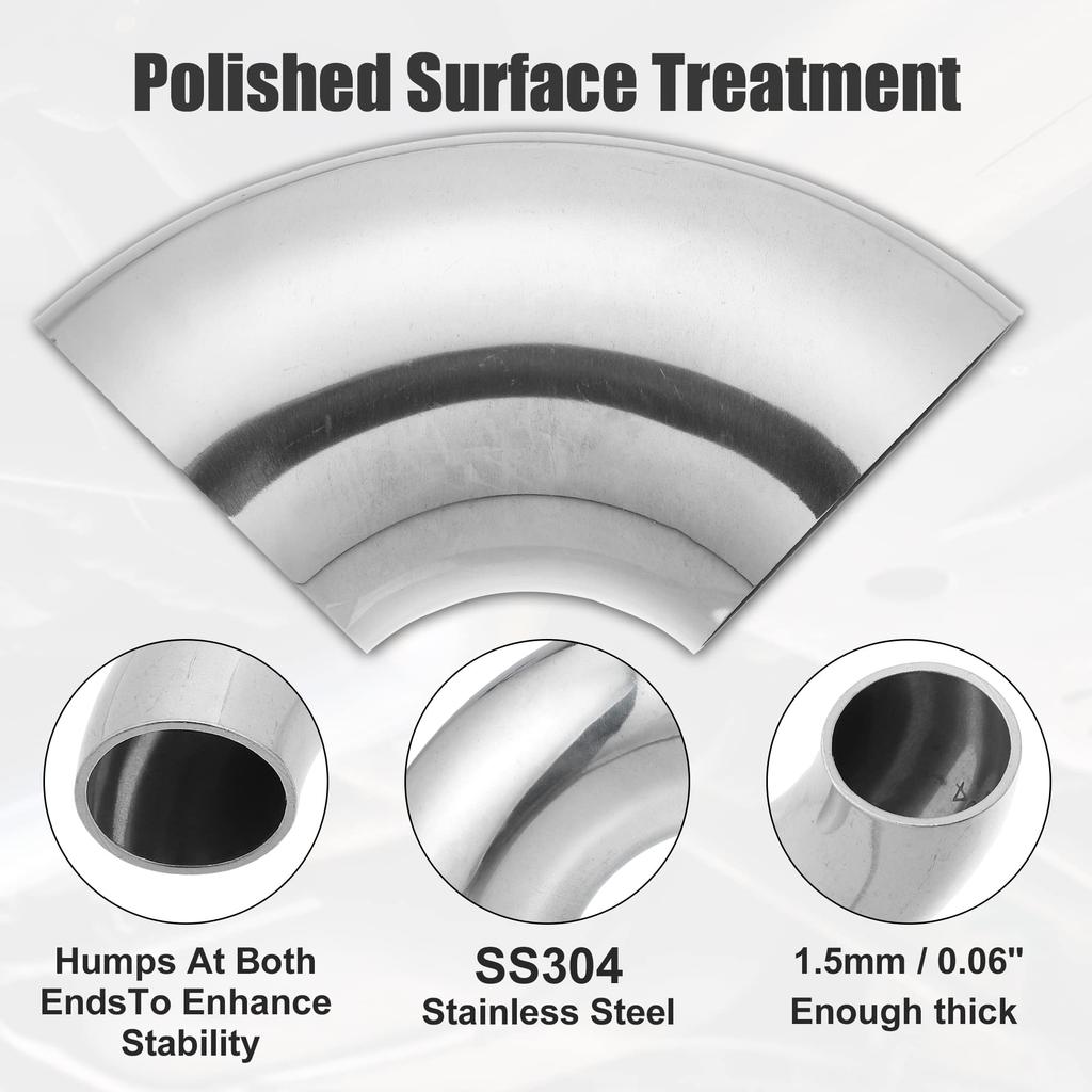 uxcell 90 Degree Mandrel Bend Elbow, 3.0 inch (76 mm) Outer Diameter, SS304 Stainless