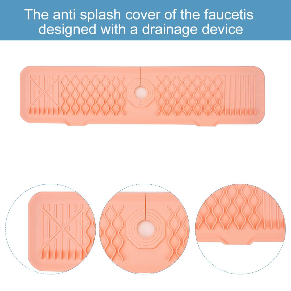 Silicone Faucet Absorbent Mat Portable Adjustable Water Splash Catcher Mat Thickened Splash Proof for Bathroom Kitchen