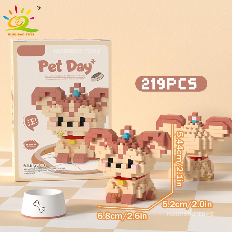 MINI Working Cat Pet Dog Micro Model Building Block Set Kids City Cartoon Animal Diamond Bricks Educational Toys Adult