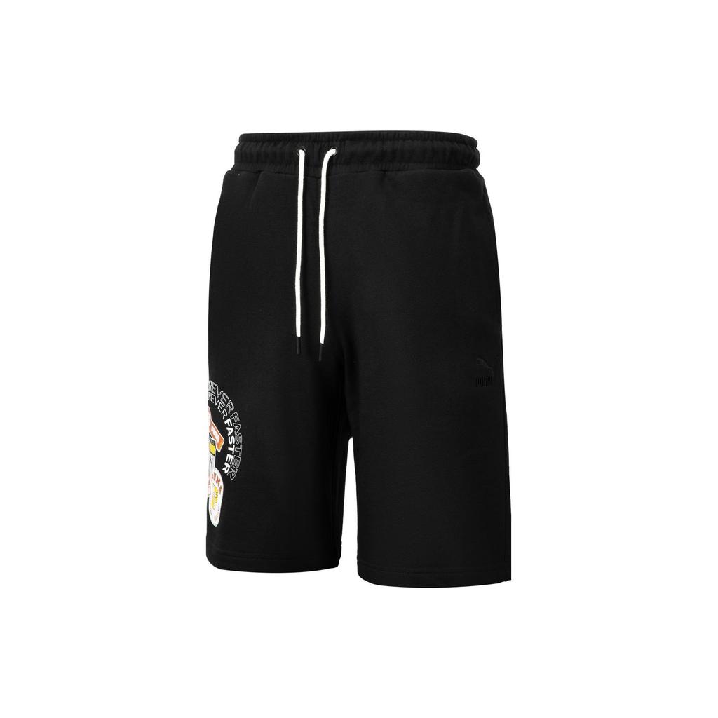 Puma Letter Print Lace-Up Straight Leg Shorts Men Shorts Black 623254-01