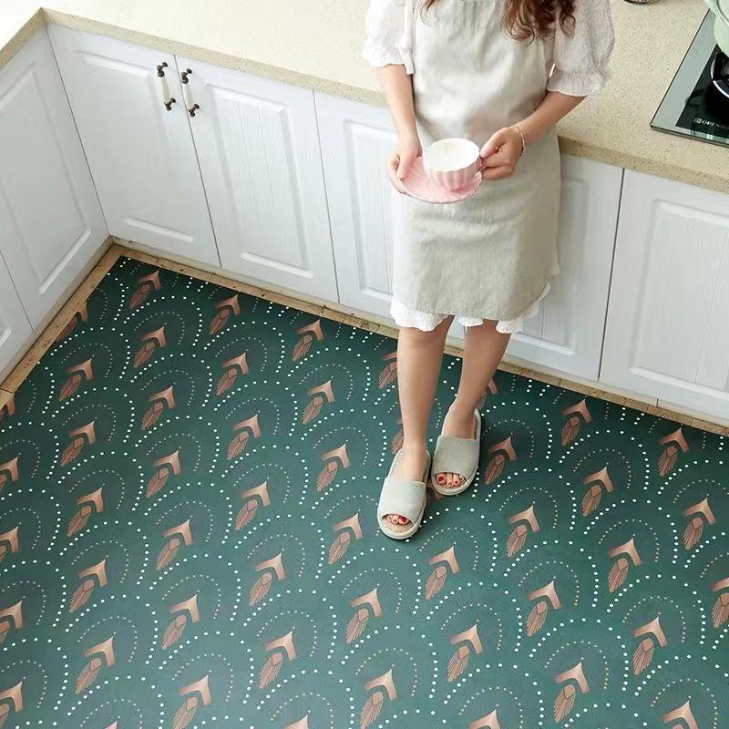 Kitchen Leather Carpet Non-slip Mat  Waterproof and Oil Proof Floor Mat Balcony Door Mat Room Carpet Area Rug Washable Bath Mat