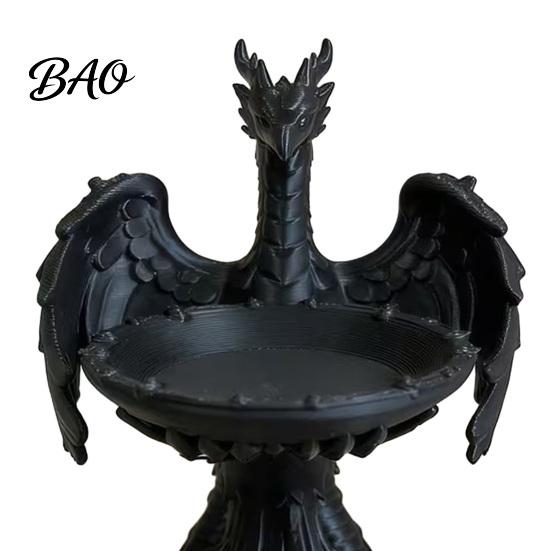 Ring And Earring Holder 3D Printed Storage Tray, Matte Black Resin Flying Dragon Shape, Dark Home Decor Organizer Dustproof Jewelry Organizer,