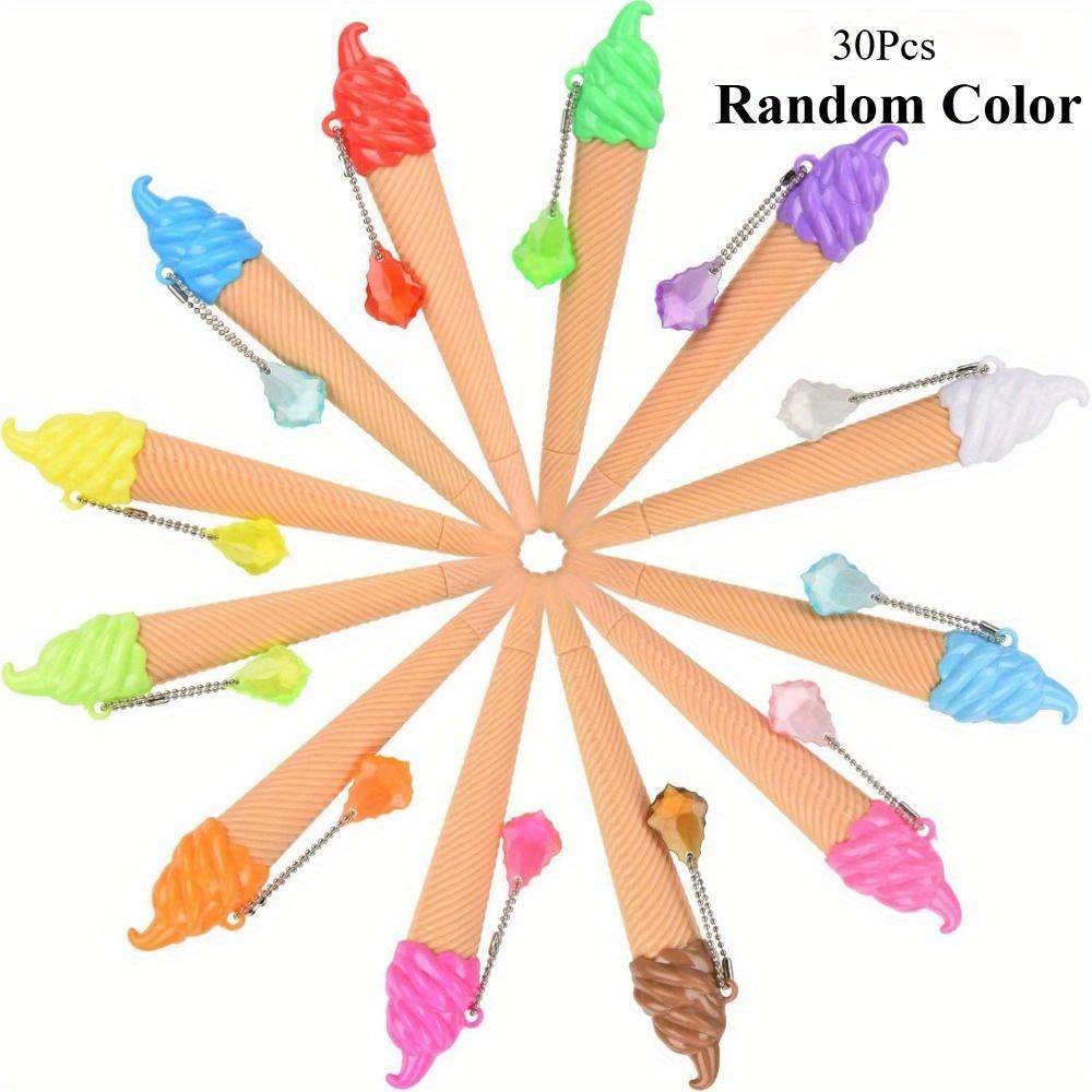 

30 шт. Разноцветные ручки-мороженое с подвеской семи цветов, Новинка, Креативный подарок к сезону возвращения в школу, Пишущие ручки случайных цветов для школьных принадлежностей 30Pcs