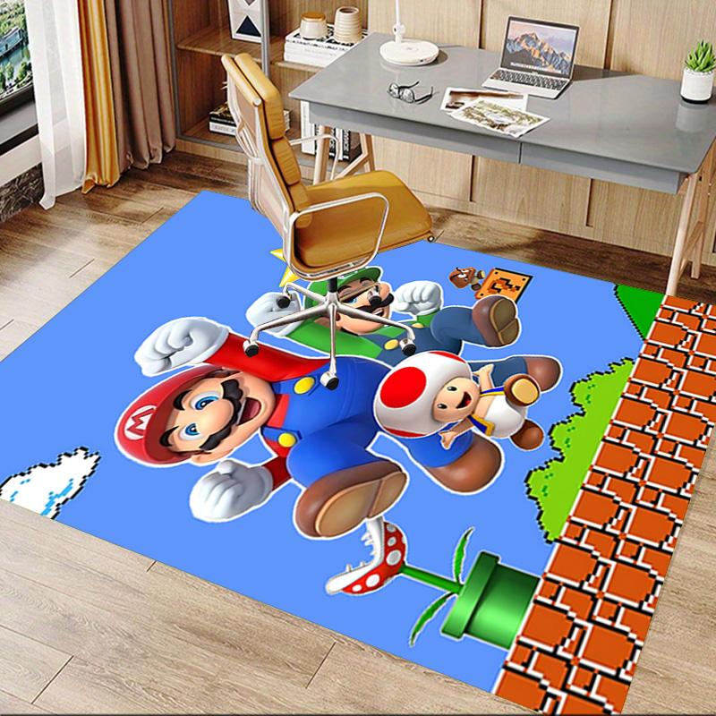 1pc Super Mario Bros Adventure Carpet for Playroom Bedroom Living Room Sofa Home Decor,kids Game Area Rug Non-slip Floor Mat Y72911