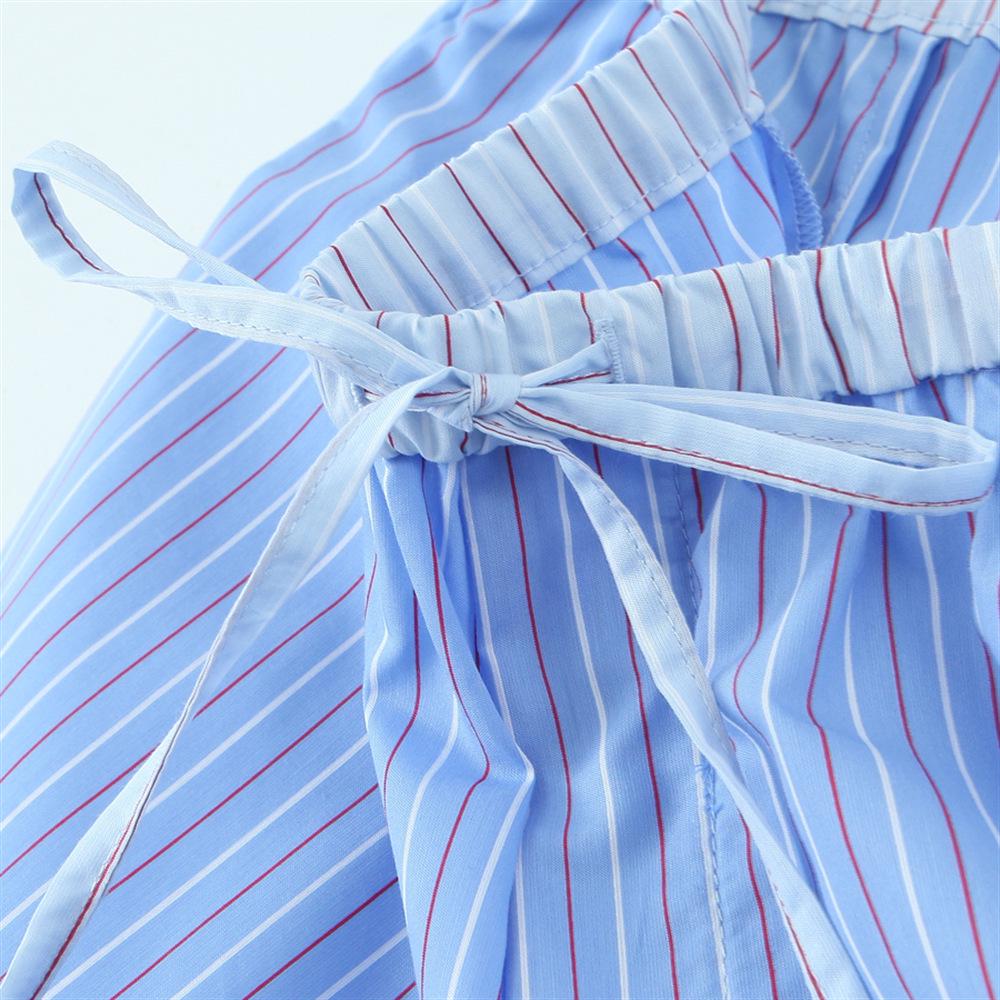 2025 Spring Women's Striped Long-Sleeve Shirt and Pants Set with Lapel Collar