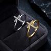 Dainty Sparkling Zircon Cross Ring for Women Silver Color Adjustable Open Finger Ring 2026 Trend Party Jewelry Best Friend Gift