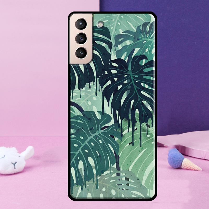 Tropical Monstera Leaves Phone Case For Samsung Galaxy S25 Ultra S24 Ultra S9 S10 S20 S21 S22 Plus S23 S24 FE Cover