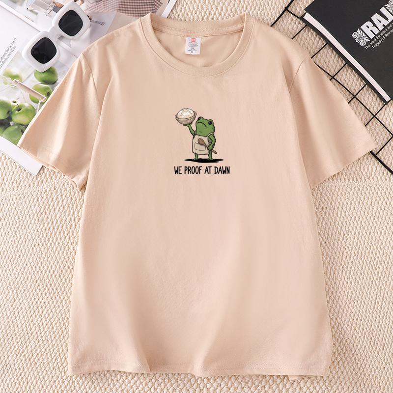 We Proof At Dawn T Shirt Funny Frog Meme Bread Baking Tee Casual Unisex Short Sleeve Printed Tshirt O Neck Casual Tees