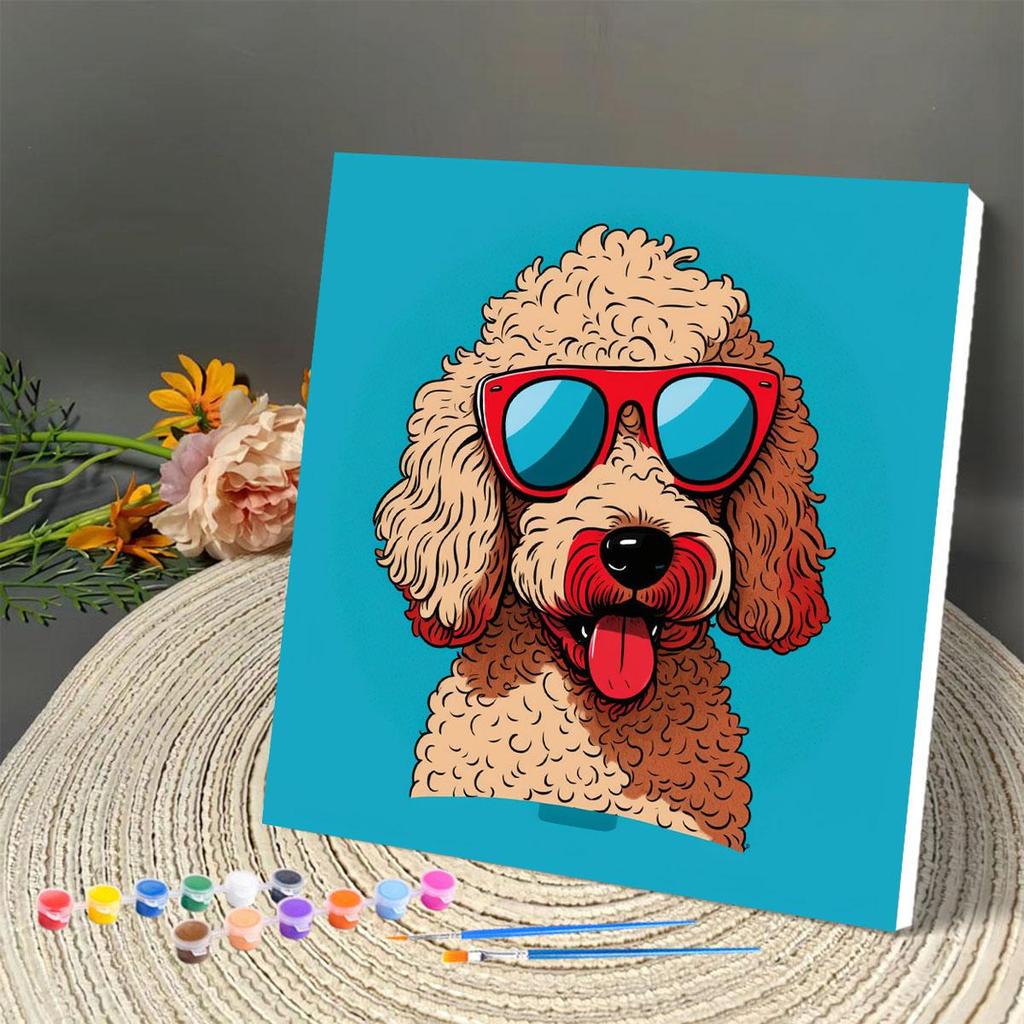 RUOPOTY Framed Painting By Numbers Kits Cartoon Dog Animals Modern Wall Art Acrylic Paint By Numbers For Diy Gift