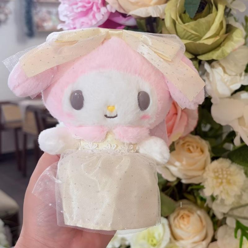 My Melody Floral Λευκή Τούλινη Φούστα Σειρά Βελούδινο Παιχνίδι Κλειδοθήκη χαριτωμένο Παιχνίδια Melody Επέτειος Γενέθλια φαντασία Βελούδινη κούκλα
