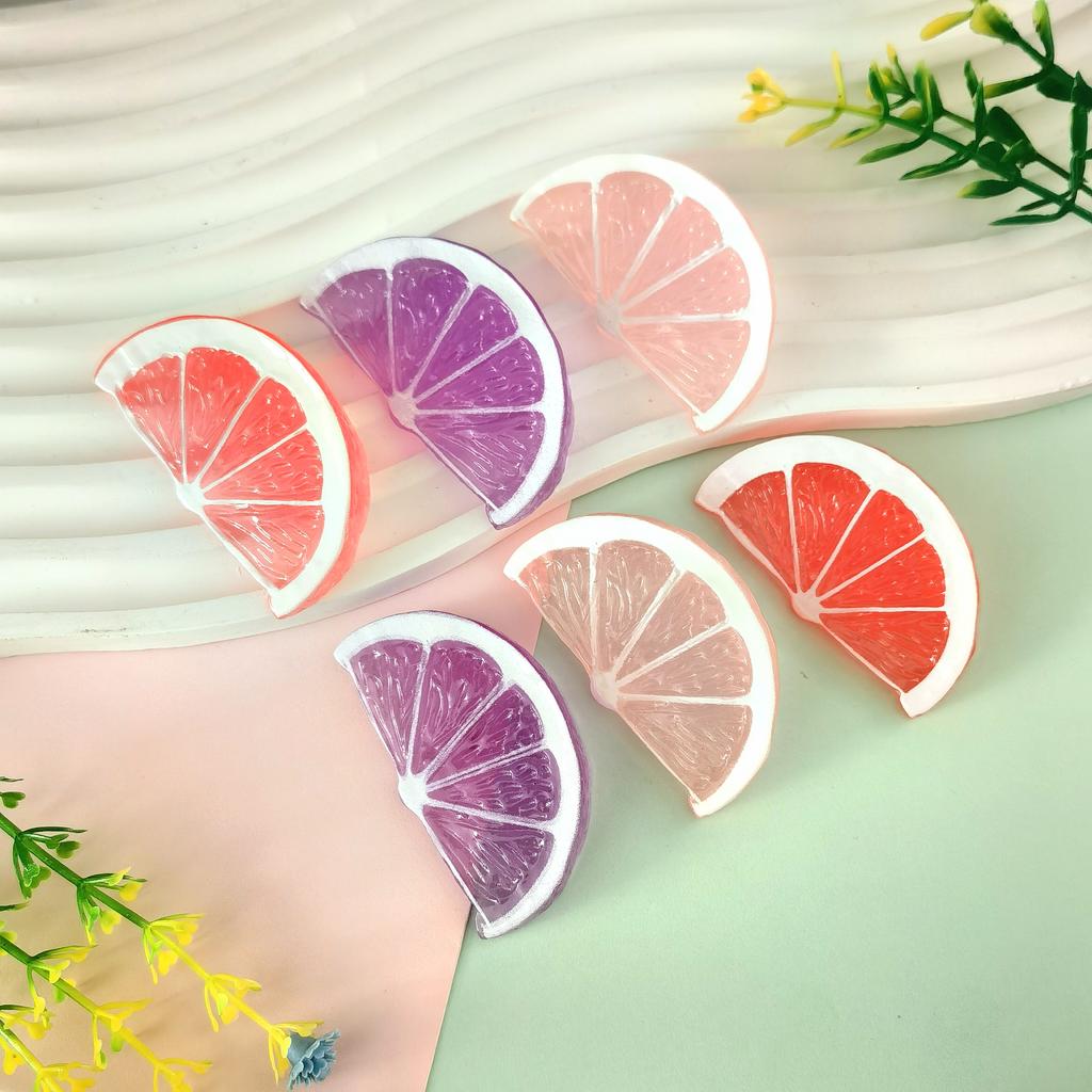 New Sweet 100Pcs Colorful Lemon Fruit Slice Resin Flatback Cabochons Realistic Orange Slices Food Model for Jewelry Making DIY
