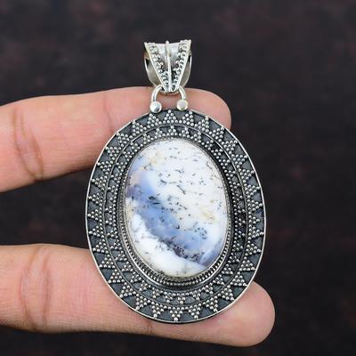 Dendritt Opal Anheng Håndlaget Anheng Vintage Anheng Edelstensmykker 925 Sterling Sølv Anheng Designer Smykker Forlovelsesgave Til Henne