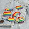 Colorful Rainbow Pins Fashion Badges Rectangular Shape Brooch Alloy Texture Perfect for Backpacks Hats and Clothing
