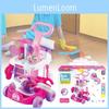 Ensemble Aspirateur Jouet Interactif pour Enfants Chariot Outil de Nettoyage en Plastique Avec Glacière Caisse Enregistreuse