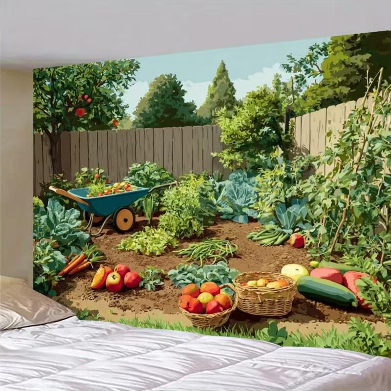 2D Vegetable Farm Backdrop Gardening Photography Background
