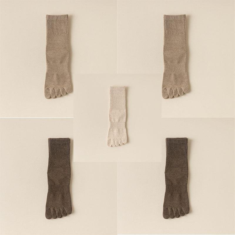 

5 пар женских носков с пятью пальцами из чистого хлопка, однотонные женские спортивные носки с раздельным носком, весна-осень 2025 г. 5 Pairs