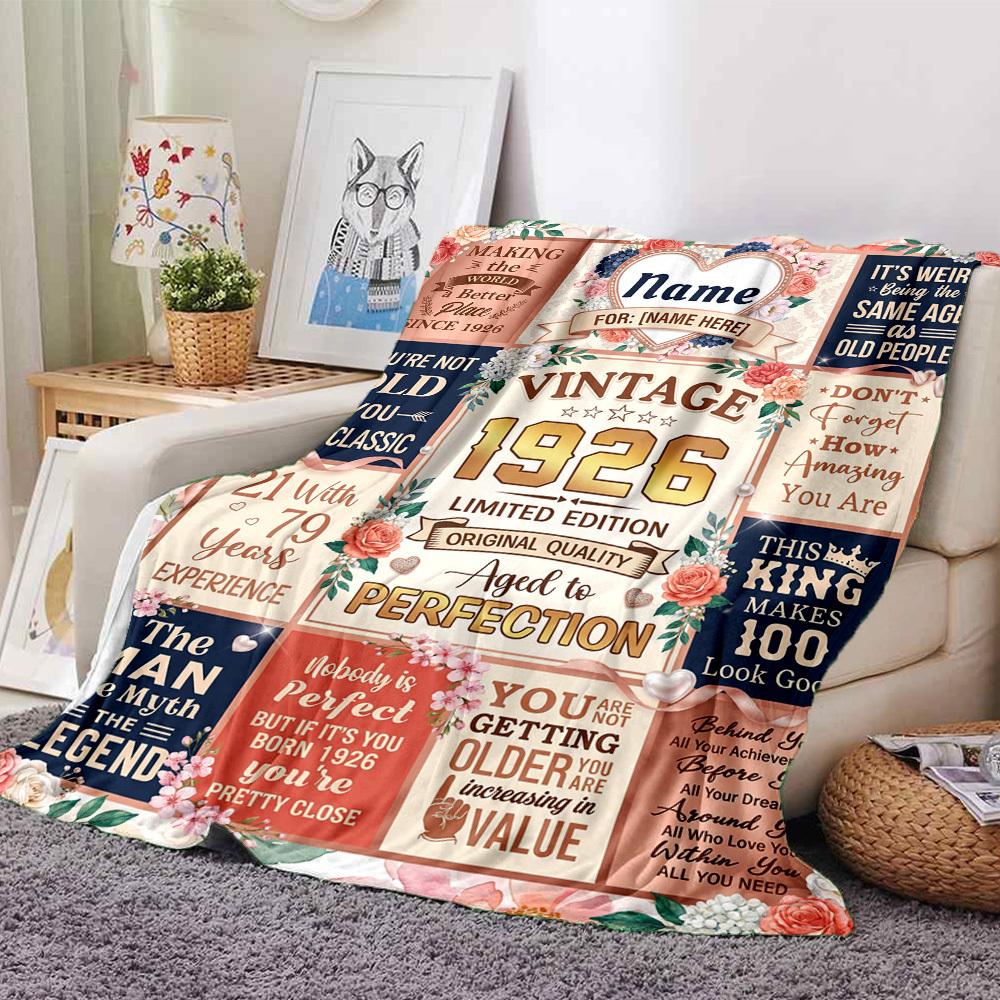 Vintage Anniversary Quotes Blanket Comfortable Texture For Sofa Couch Office Bed Picnics Allseason Use Cozy Home Lovers Ideal Gift For Birthday