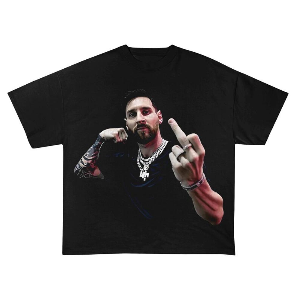 Футболка с графическим принтом в винтажном ретро стиле Лионеля Месси Барселона #10, Унисекс Оверсайз Уличная одежда, Подарок для фаната футбола 4XL