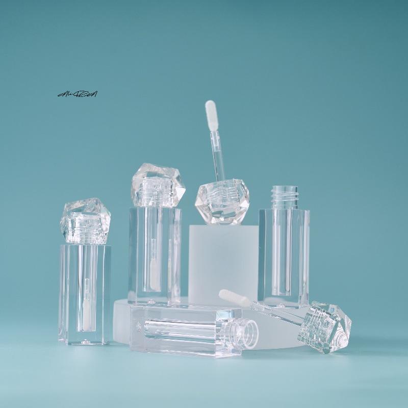 1/3 st 3/6 ml Diamant Klar Tom Läppglansbehållare Plast Återfyllningsbar Kosmetisk Läppstift Behållare Provflaska för Smink
