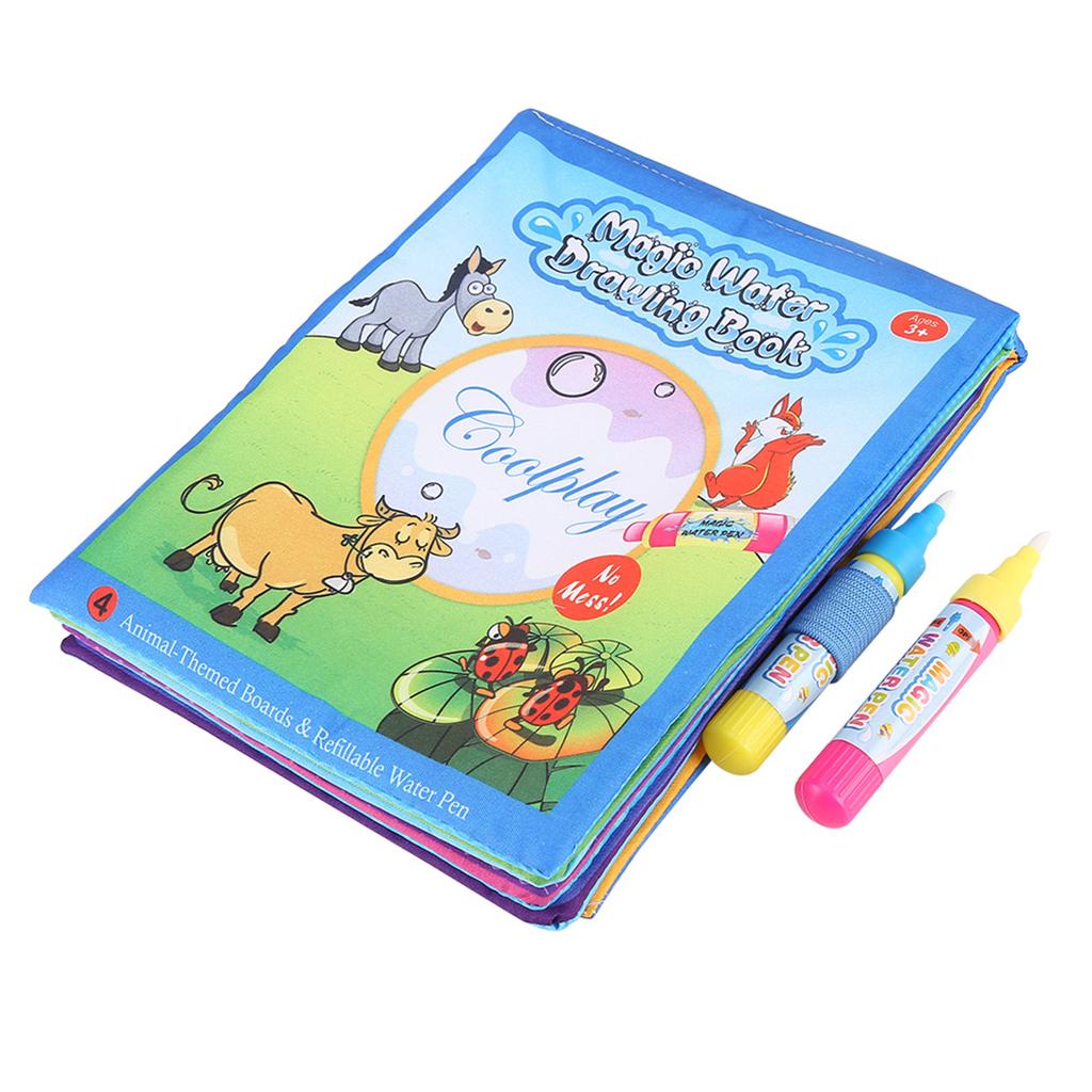 Cloth Book, Children Coloring Painting Cloth Book with Water Drawing Pen Kids Early Learn Toy Electronic Early Development Toys Early Development & Ac