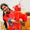 Horse Doll with Letter Print Good Luck In Year of The Horse Chinese Style PP Cotton Filling Zodiac Plush Pony Figurine