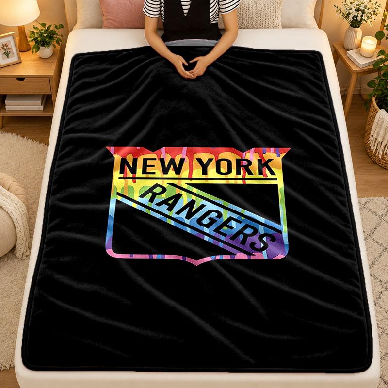 Flannel BlanketNew York Rangers Warm Soft Throw Blanket for Indoor Sofa Bed Living Room Use