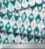 Soimoi Blue Japan Crepe Satin Fabric Diamond & Ice Cream Cone Food Print Fabric by the Metre 42 Inch