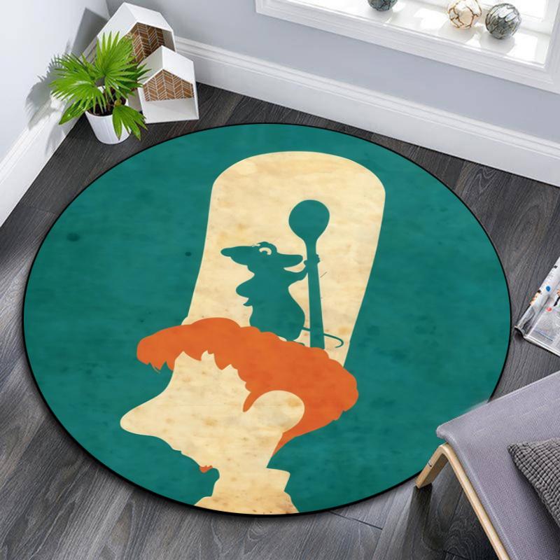 Ratatouille pattern round rug,Carpet Rug for Living Room Bedroom Playroom ,Non-slip Floor Mat,Holiday Gifts and Birthday Gifts.