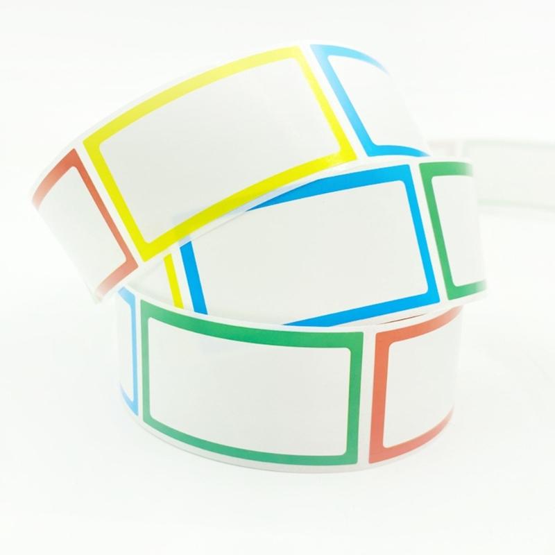 250Pcs Adhesive Label Sticker Colorful Border Name Sticker Food Date Label Clothing Label for School Office Conference