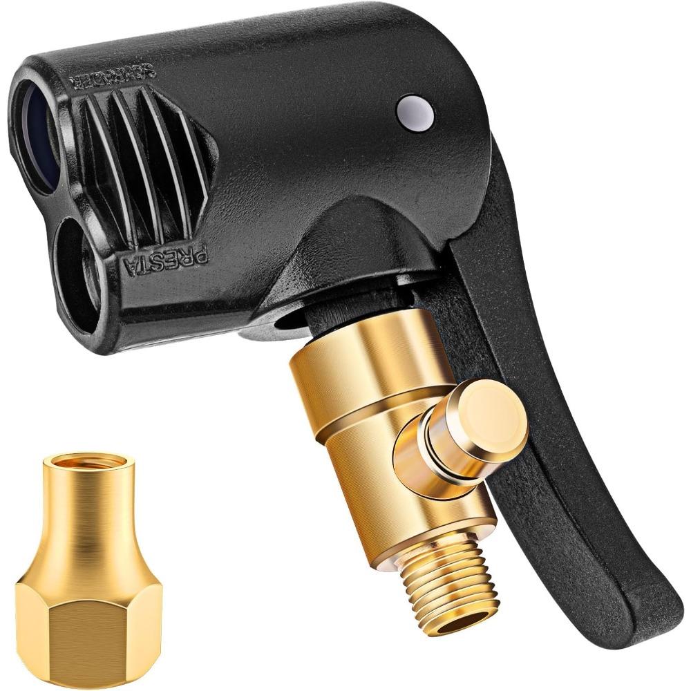 Metal Air Chuck Bicycle Pump Nozzle Adapter 2 in 1 Valve Connector Car tire valve pump nozzle clamp for Motorcycle Bike Car