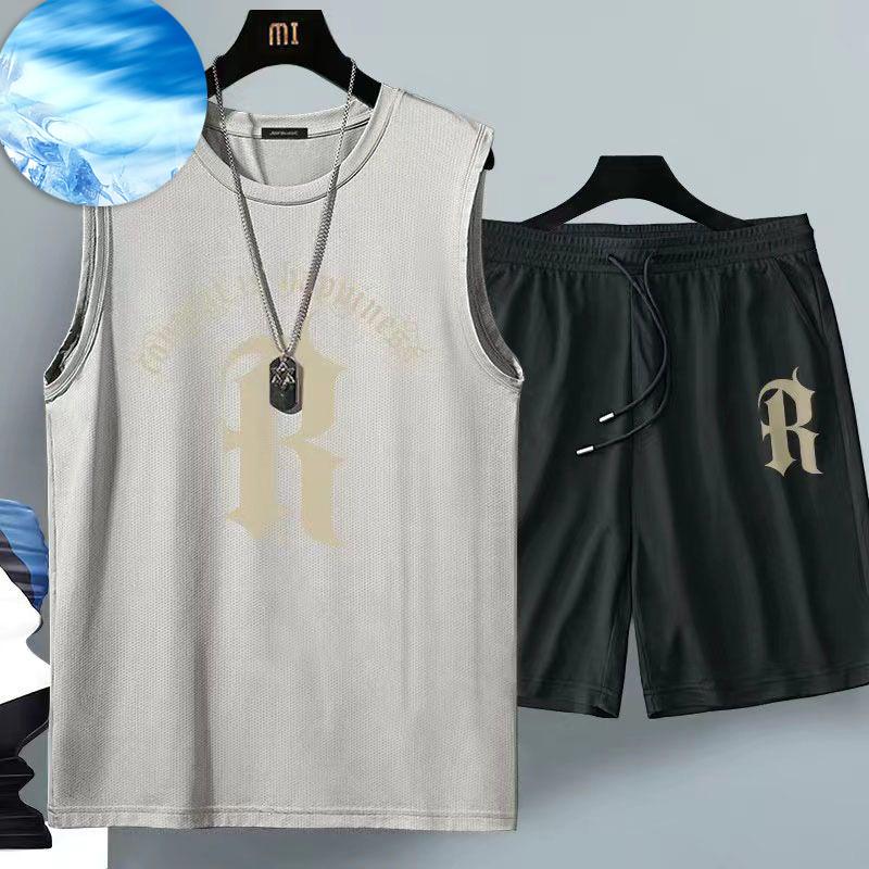 Herren Hose Sommer Basketball Shorts Fitnessstudio Kurzarm T-Shirt Shorts Set Herren Freizeit Herren Jogginghosen