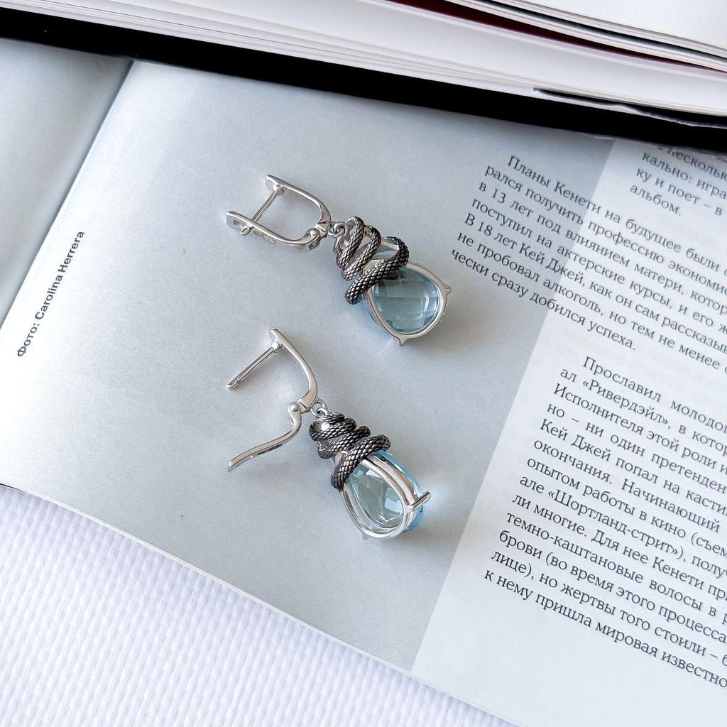 Серебряные серьги с натуральным топазом 20.183ct (2167730)