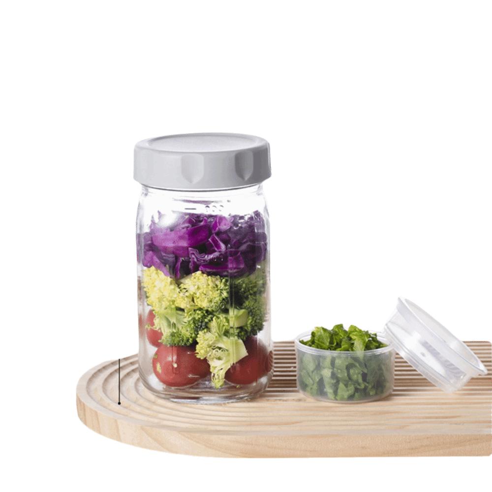 32OZ Glass Salad Jar Leakproof with Lid Salad Containers Sealed Dry Wet Separation Oat Jar For Picnic Office Fitness