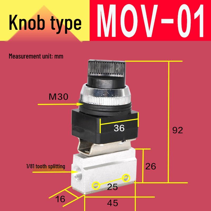 MOV-01-02-03A: Manuelles pneumatisches Regelventil - Zwei-Wege-Drei-Wege-Richtungsventil